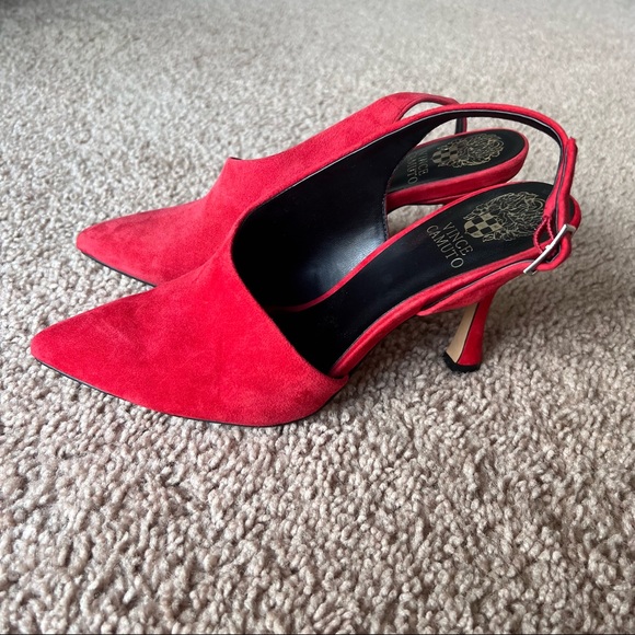 Vince Camuto Womens Suede Pointed Toe Sling Back Pumps Red Size 6 - Picture 2 of 12
